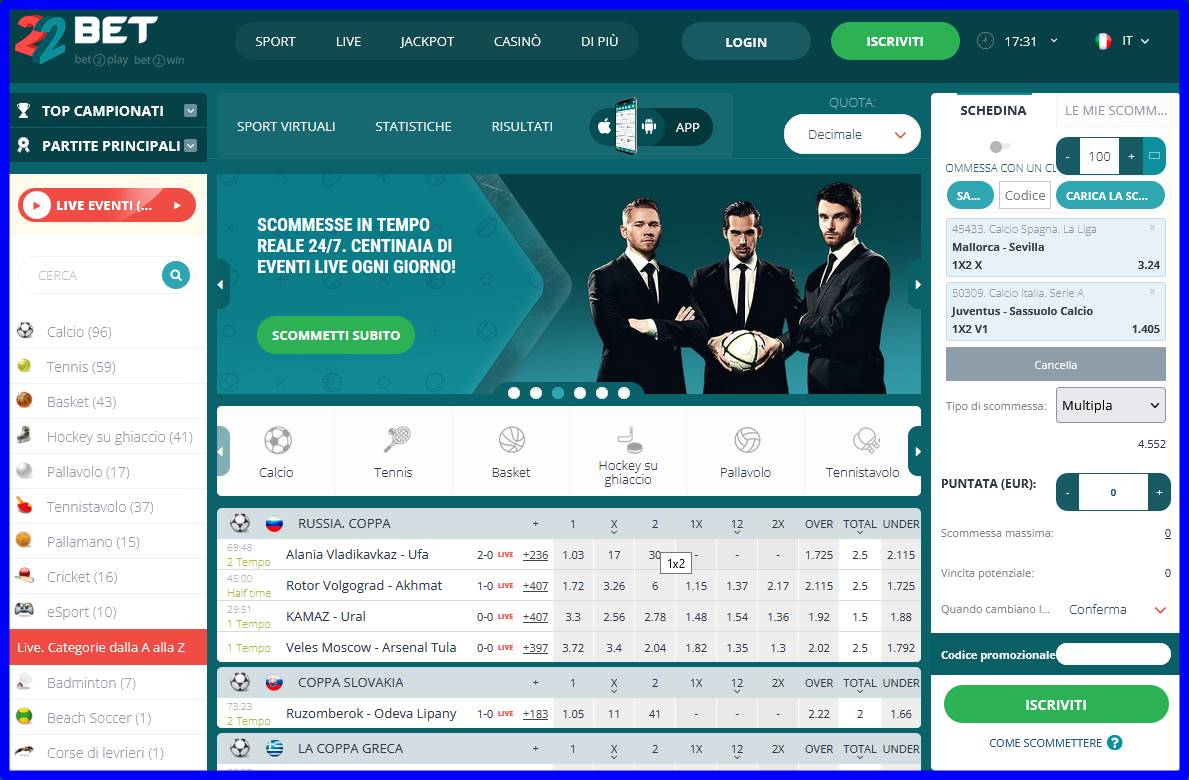 22bet reception desk